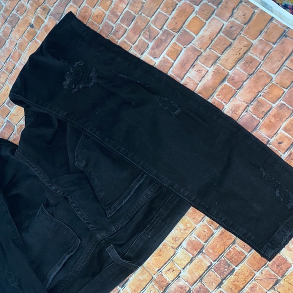 Black Stretch Distressed Skinny Jeans - Picture 5 of 8